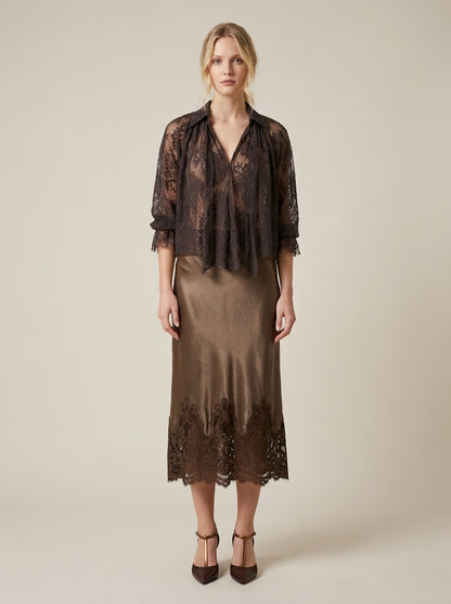 Gonna in satin con pizzo - GDDUYLERA - DIXIE