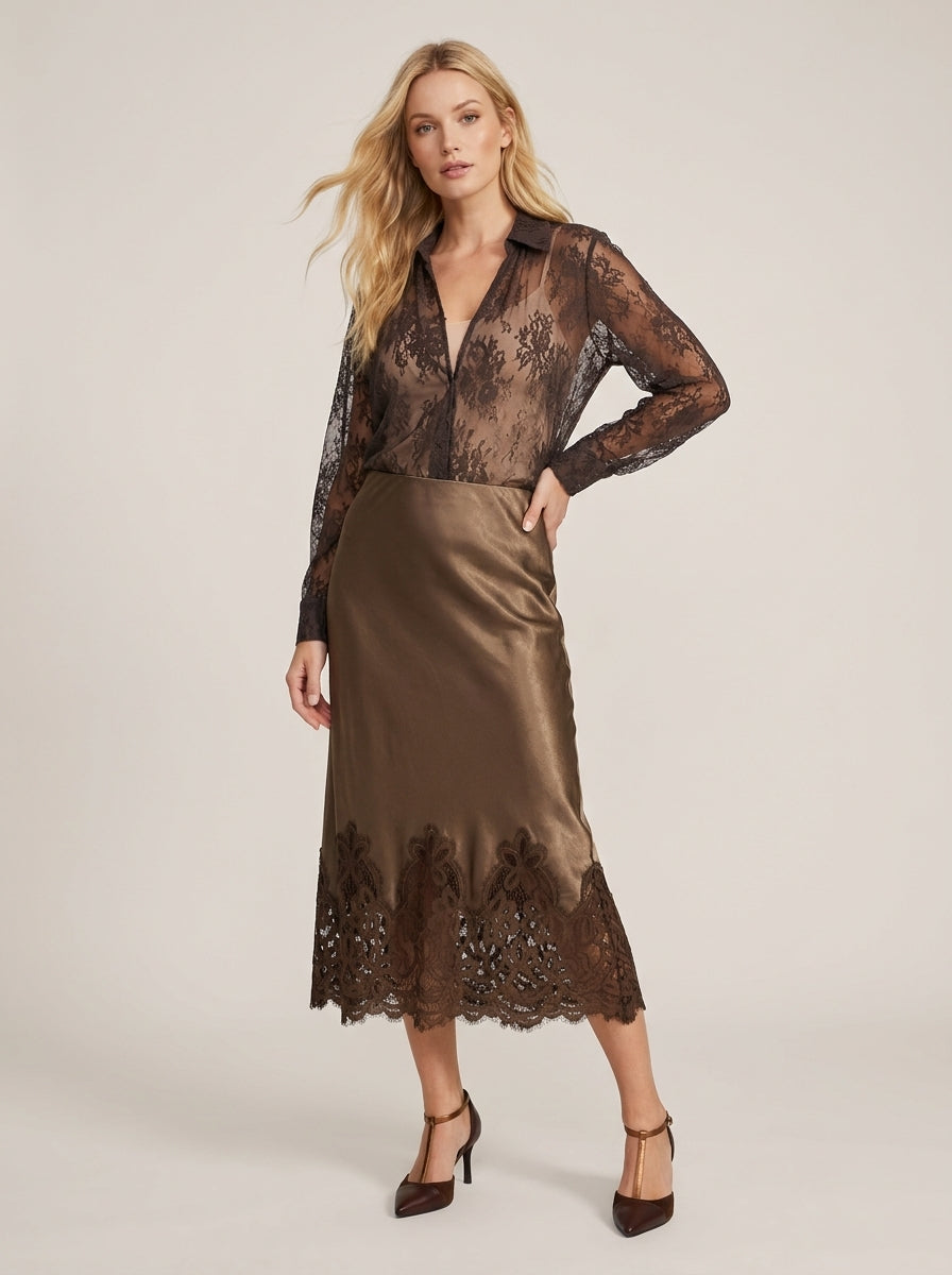 Gonna in satin con pizzo - GDDUYLERA - DIXIE