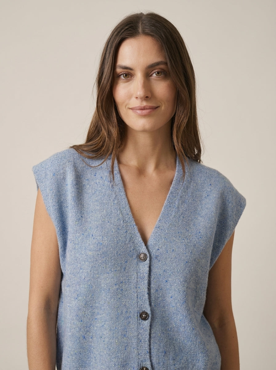Camiseta sin mangas en mezcla de lana con efecto moteado - d82447ai26camp - TENSIONE IN