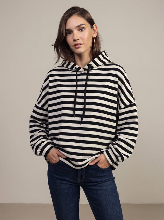 Sudadera de rayas con capucha - v03f0597 - PHILIA LOFT
