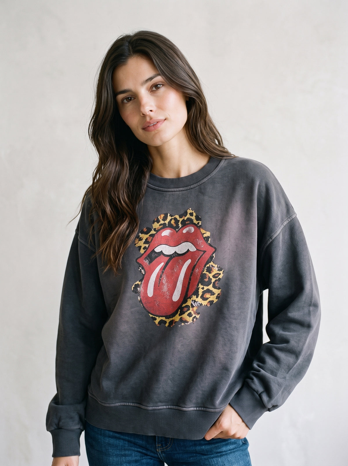 Sudadera oversize de felpa con estampado, 100% algodón - rn727 - TENSIONE IN