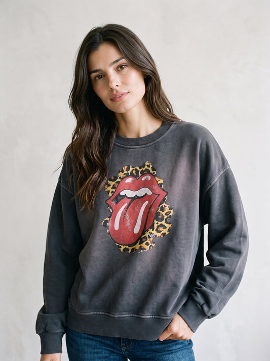 Tensione in oversized fleece sweatshirt with print, 100% cotton - rn727 - TENSIONE IN