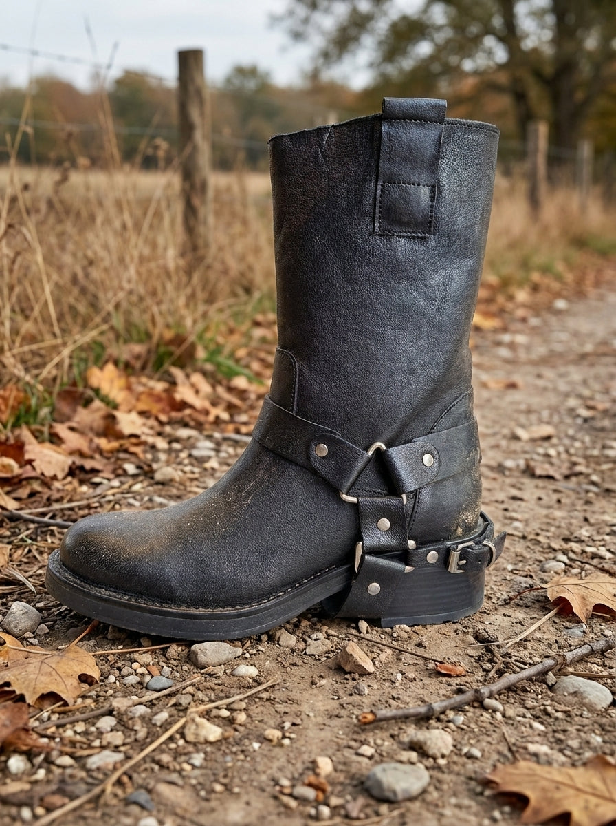 Lederstiefeletten im Biker-Stil - icmia142 - OVYE'