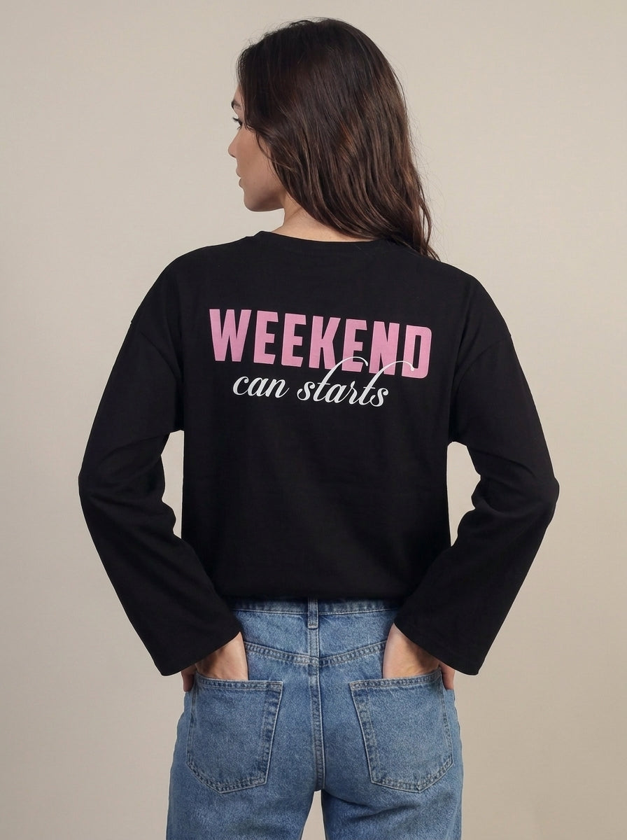 Tshirt Manica Ampia Stampa Weekend  - rac0310 - ViCOLO