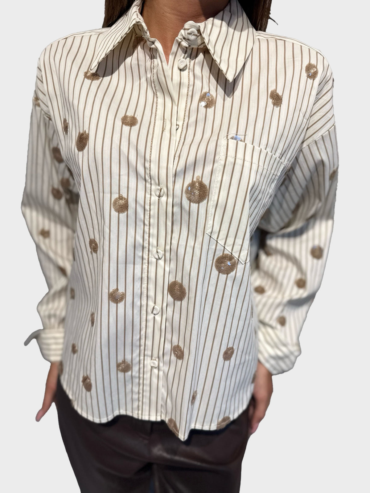 Camicia con paillettes - w26c103camp  - TENSIONE IN