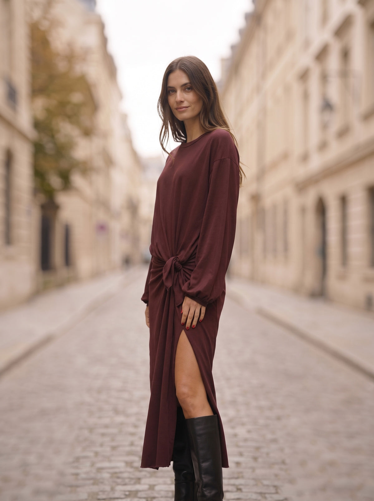 Abito lungo con nodo - fw260093-a - TENSIONE IN