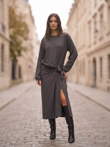 Abito lungo con nodo - fw260093-a - TENSIONE IN