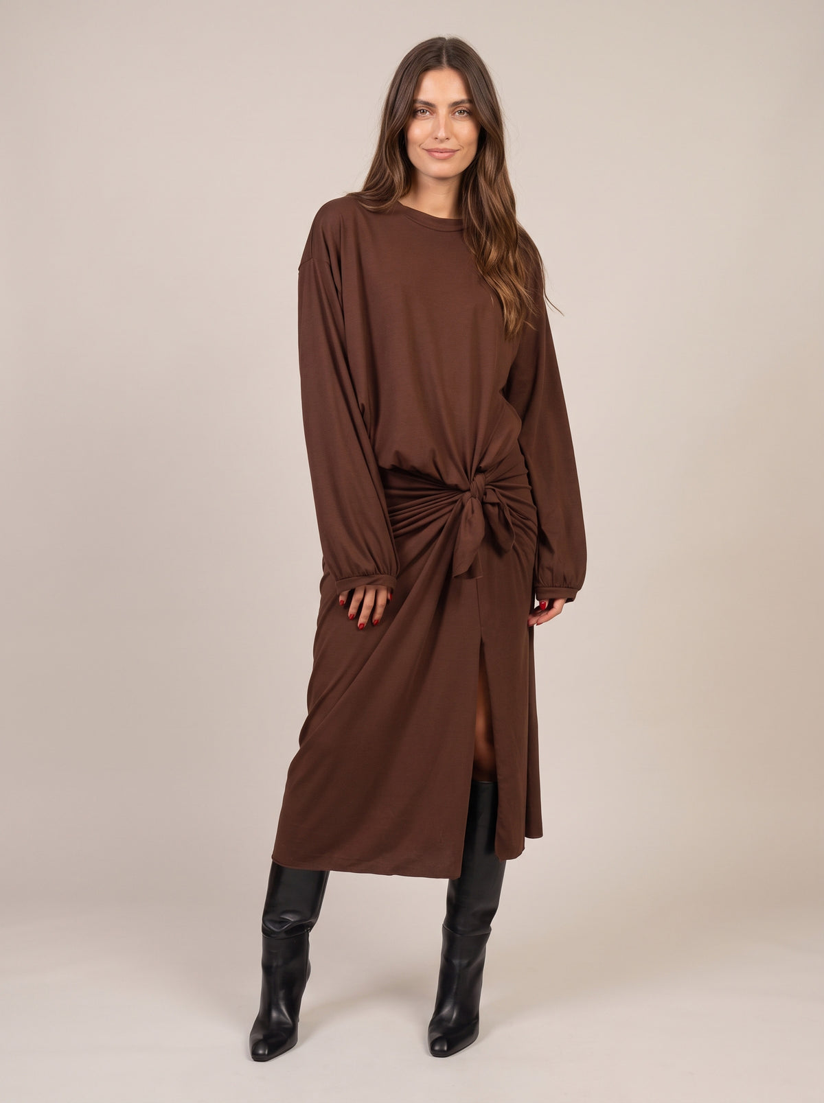 Abito lungo con nodo - fw260093-a - TENSIONE IN