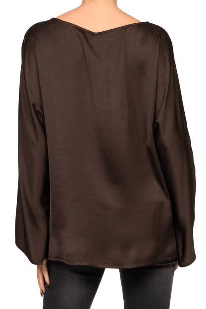 Blusa in satin scollo barca - e655b22r-ai26 - TENSIONE IN