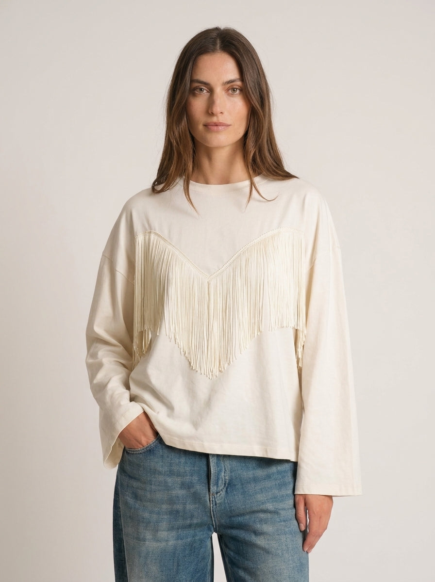 T-shirt con frange - 27m6300 - TENSIONE IN