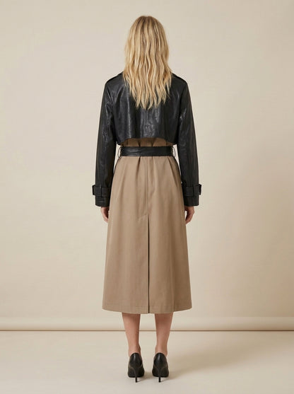 Trenchcoat mit Kunstledereinsätzen - a26ap605 - LE STREGHE