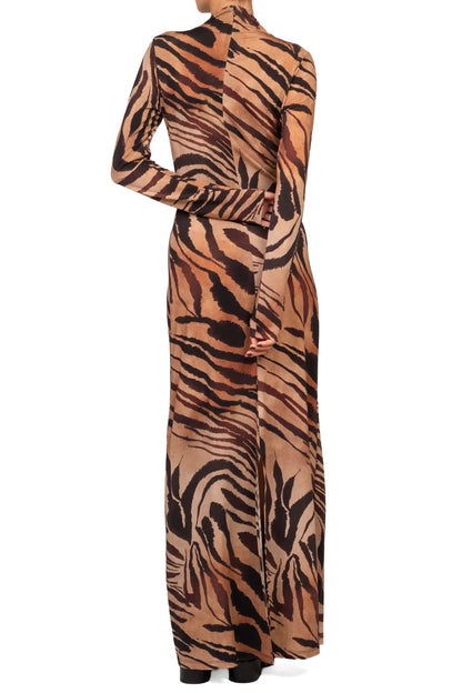 Langes Kleid aus Stretch-Viskose mit Zebramuster 40837 - TENSIONE IN
