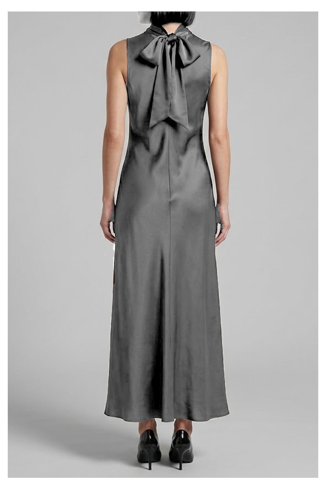 Abito Midi in Satin Nero con Fiocco - FB806A22R-I26 - MOTEL