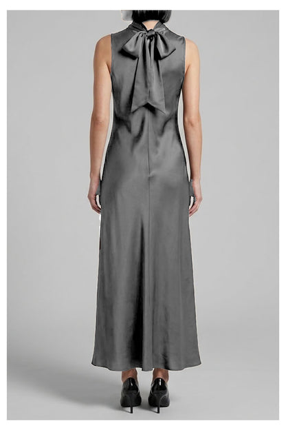 Abito Midi in Satin Nero con Fiocco - FB806A22R-I26 - MOTEL