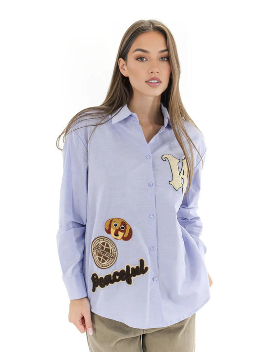 OVERSIZED OXFORD PATCH SHIRT - 0b440 - TENSIONE IN