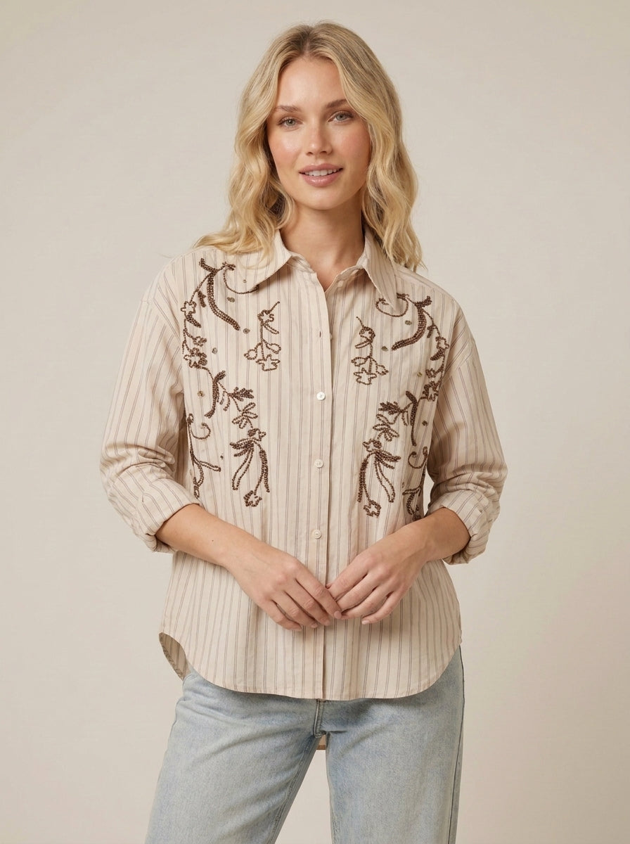 Camicia con applicazioni - W26C290 - MOTEL