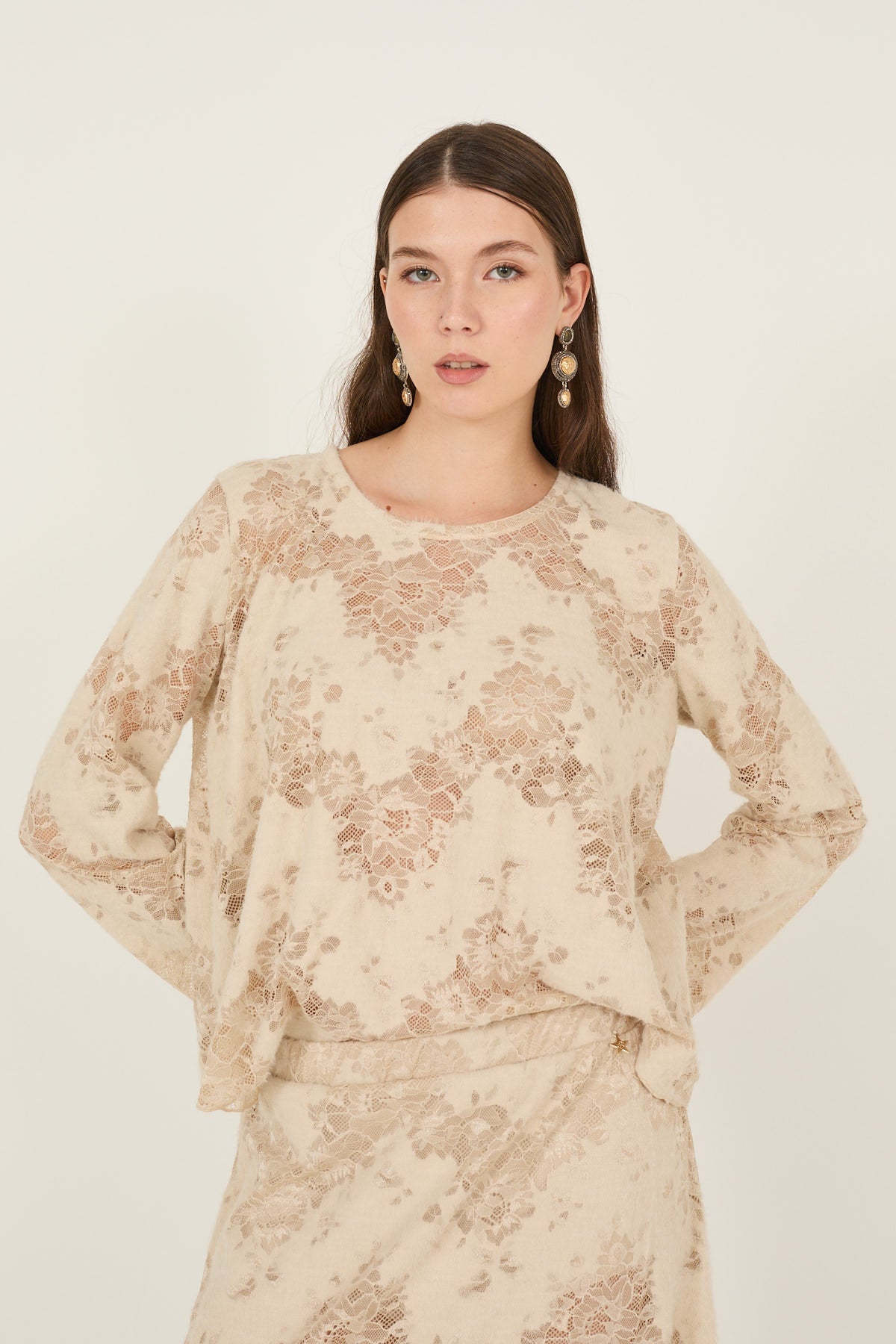 Camisa suave de encaje - d40n0961 - SOUVENIR