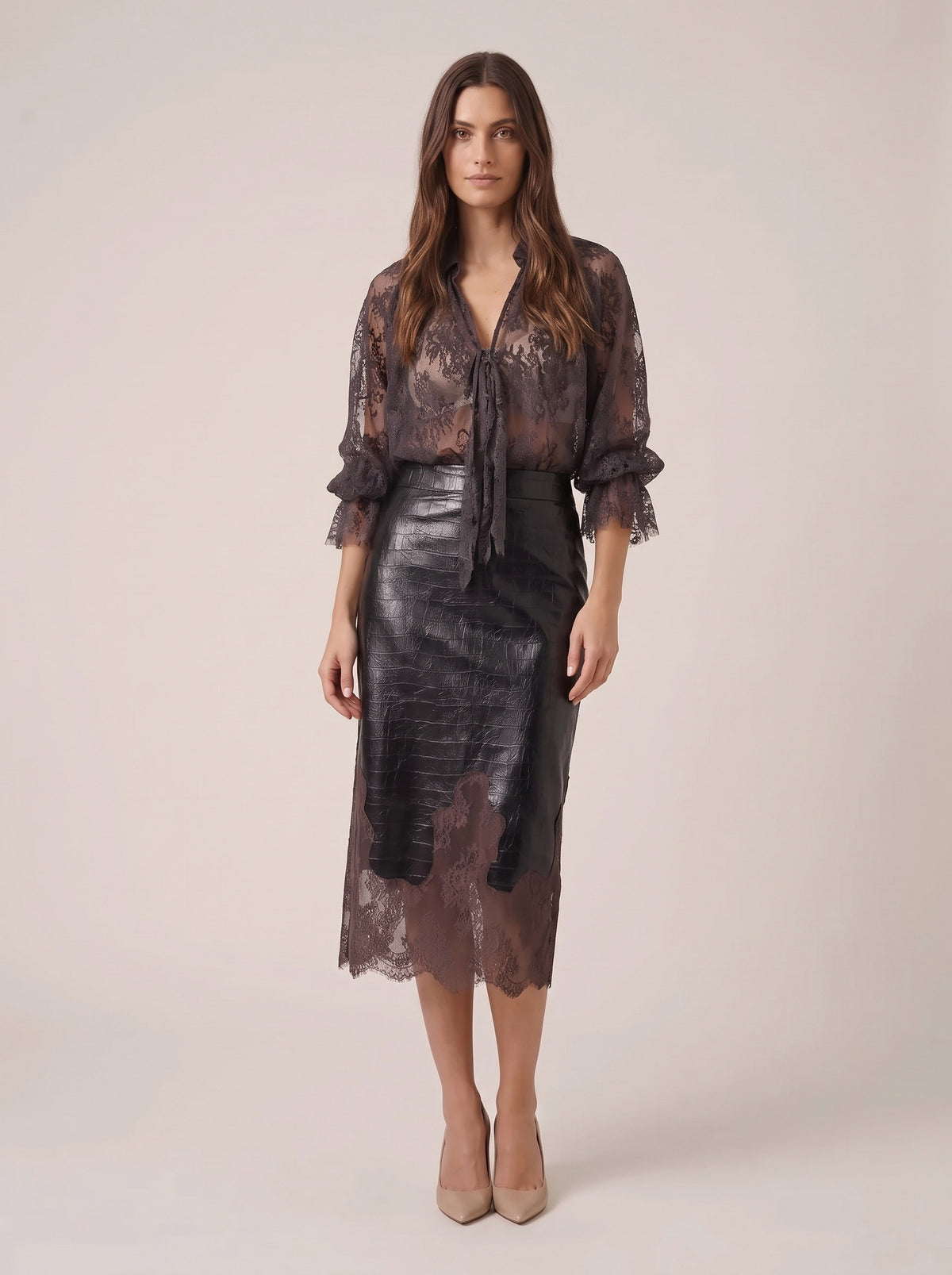 Blusa in pizzo - 80b-c693fw26nt  - MOTEL