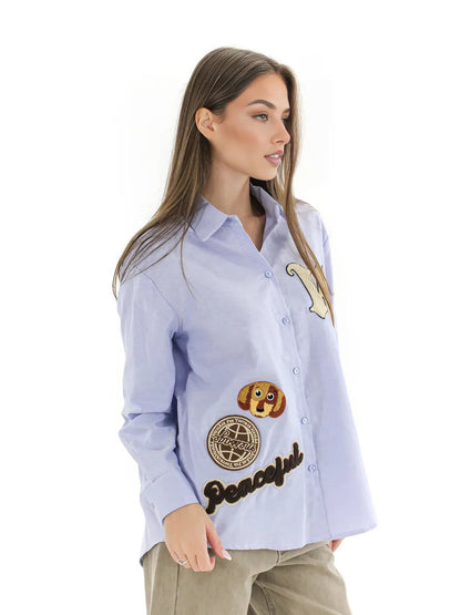 CAMICIA OVER OXFORD PATCH - 0b440 - TENSIONE IN