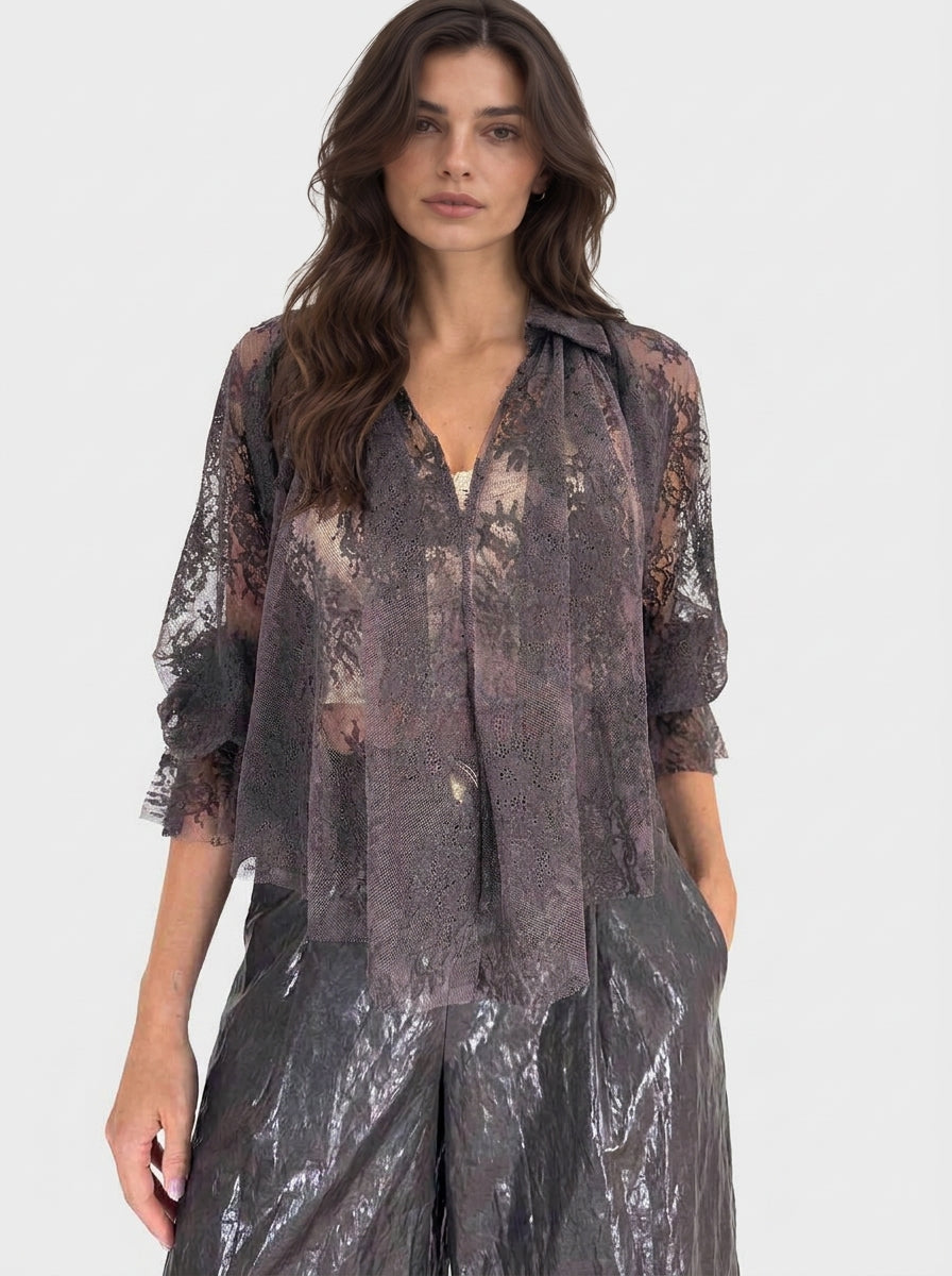 Blusa in pizzo - 80b-c693fw26nt  - MOTEL