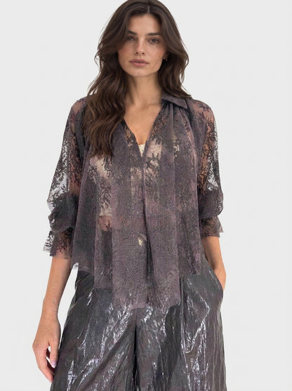 Blusa in pizzo - 80b-c693fw26nt  - MOTEL