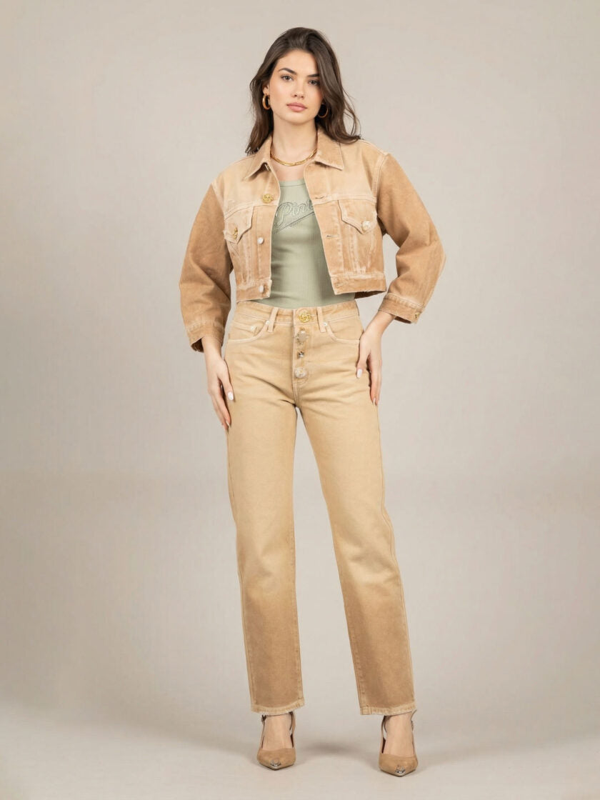 Jeans ZOE raccourci à boutons bijoux – ViCOLO