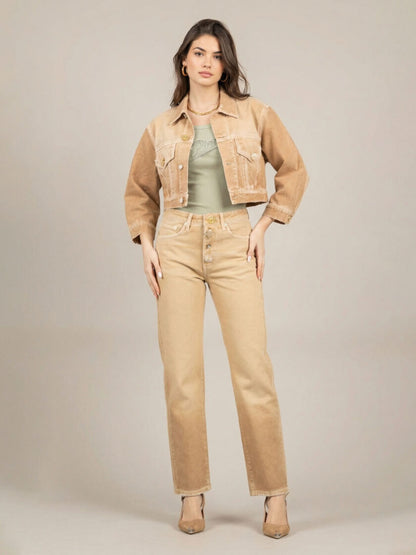 Jeans ZOE raccourci à boutons bijoux – ViCOLO