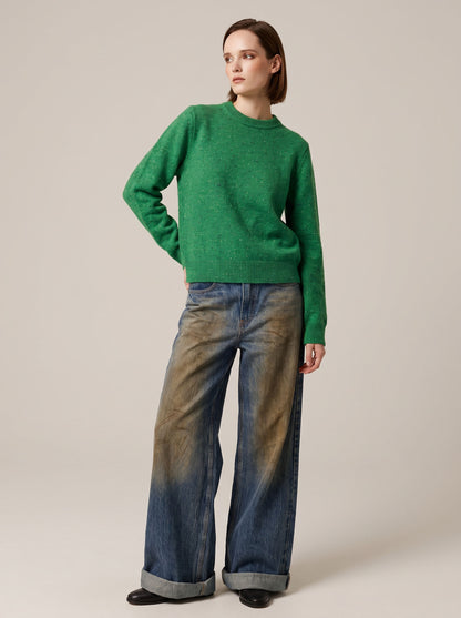 Jeans Wide-Leg Style con Effetto Nuvolato e Risvolto - CP566 - TENSIONE IN