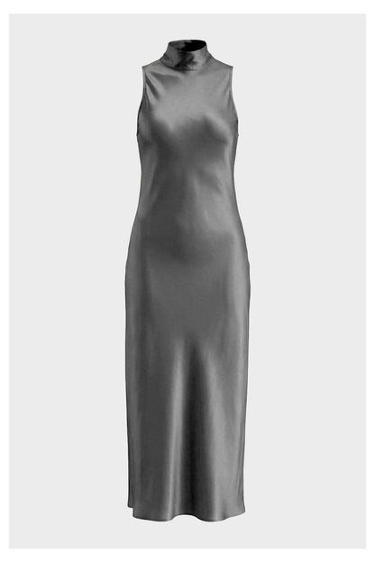 Abito Midi in Satin Nero con Fiocco - FB806A22R-I26 - MOTEL