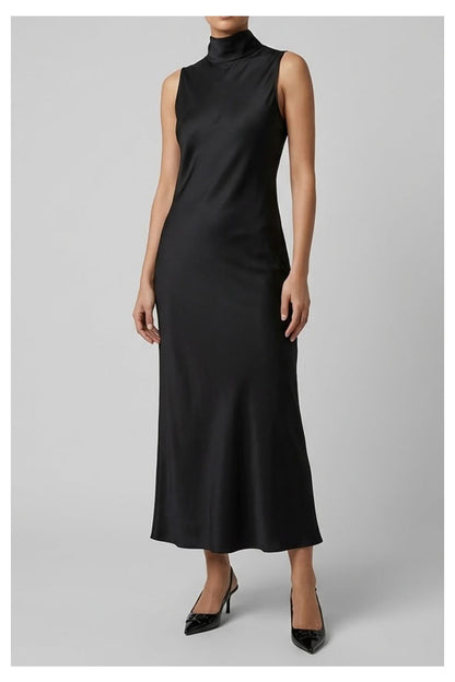 Abito Midi in Satin Nero con Fiocco - FB806A22R-I26 - MOTEL