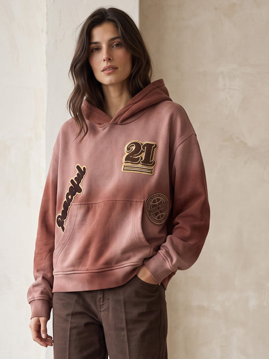 Hooded sweatshirt with appliqués - rn657 - TENSIONE IN
