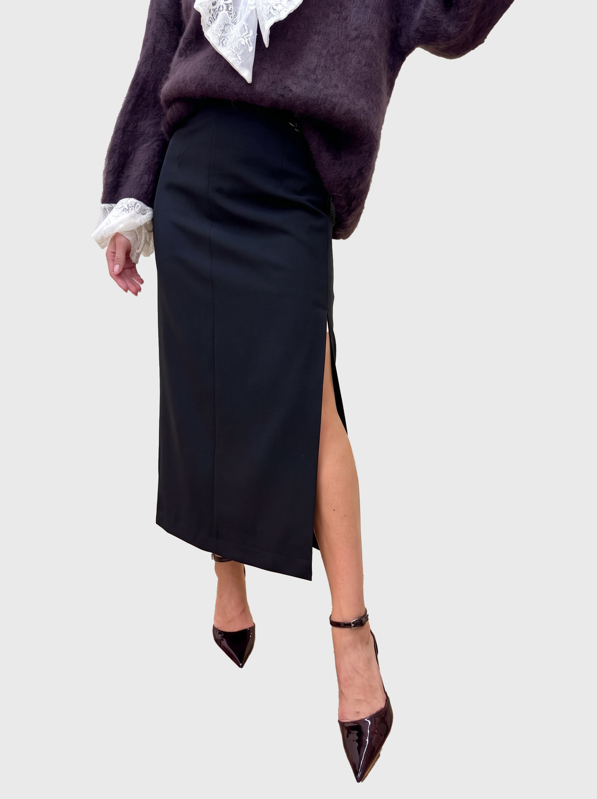 Falda midi de corte evasé Luisa - w40s0328 - SOUVENIR