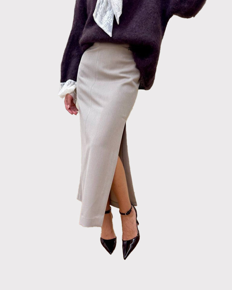Falda midi de corte evasé Luisa - w40s0328 - SOUVENIR
