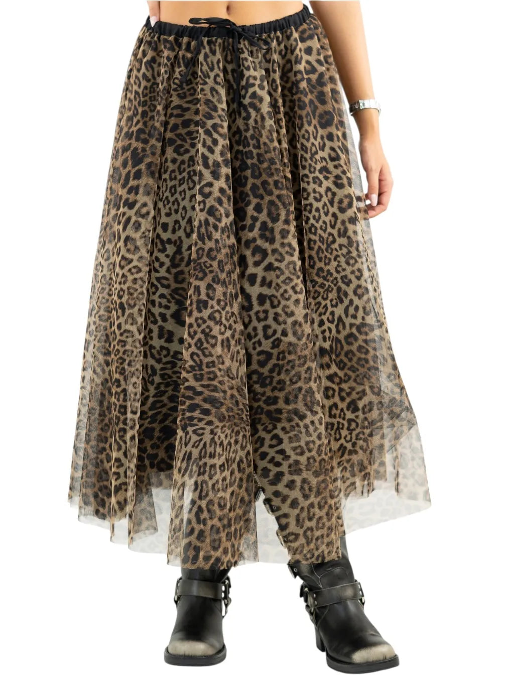 Gonna in tulle animalier con coullisse - 40217 - TENSIONE IN