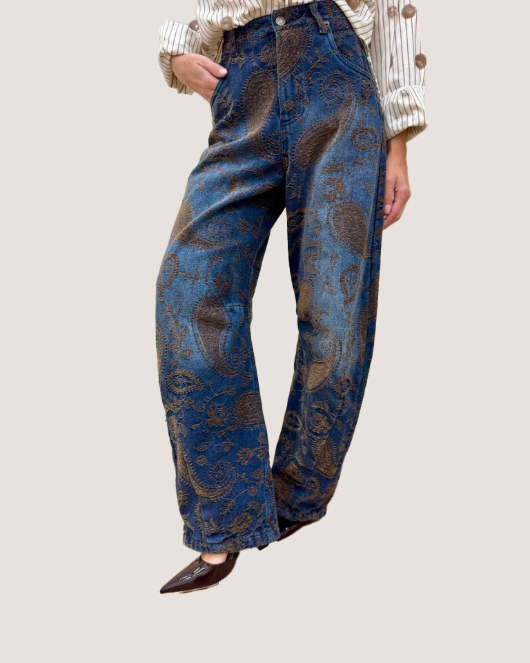 Pantalón vaquero tipo globo y terciopelo - w26p074camp - TENSIONE IN