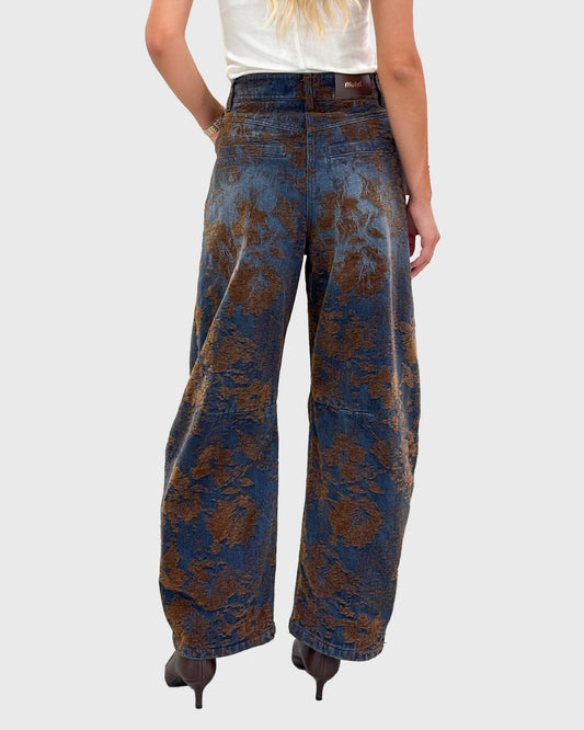 Jeans modello barrel con stampa in velluto moro in rilevow - 26p055 -  MOTEL