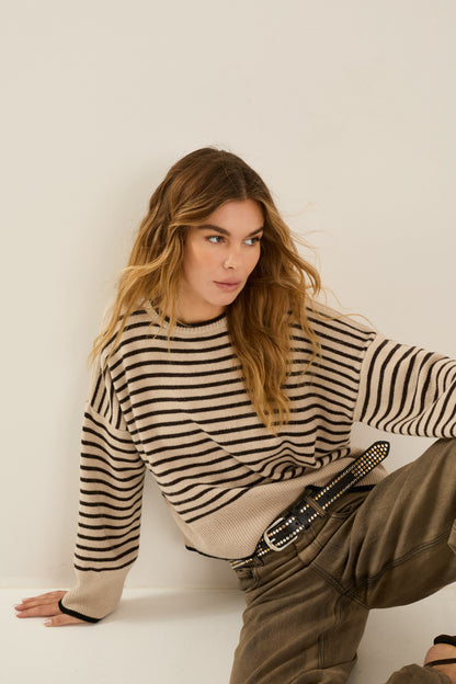Pull rayé en mélange de laine - SOUVENIR - s40b0057
