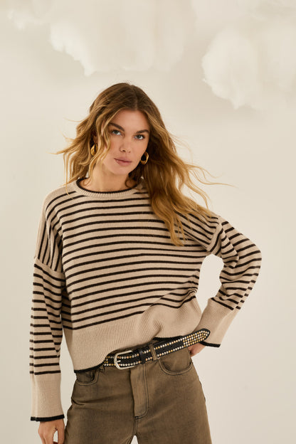 Pull rayé en mélange de laine - SOUVENIR - s40b0057