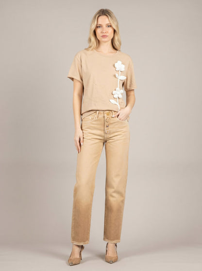 Jeans ZOE raccourci à boutons bijoux – ViCOLO