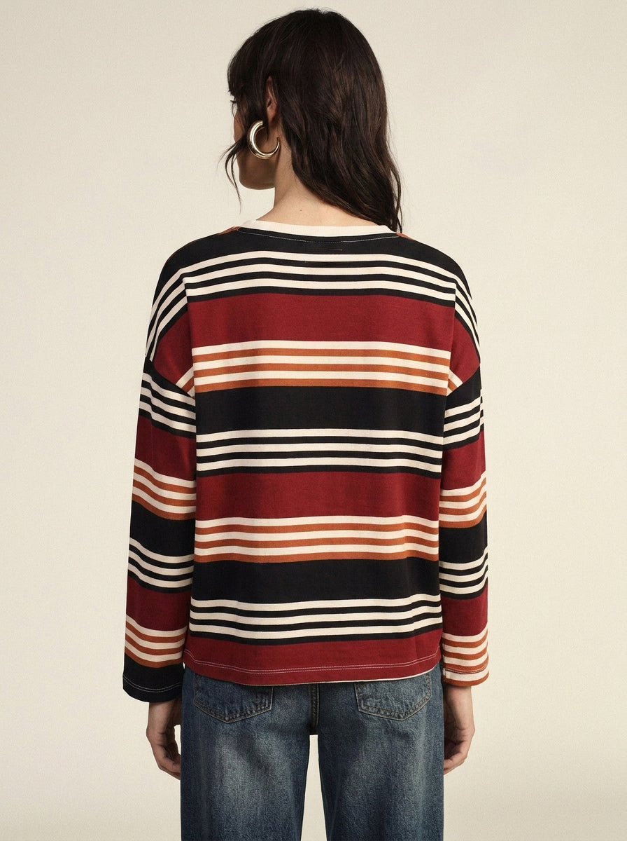T-shirt girocollo a maniche lunghe a righe - t262b062 - DIXIE