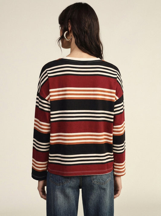 T-shirt girocollo a maniche lunghe a righe - t262b062 - DIXIE