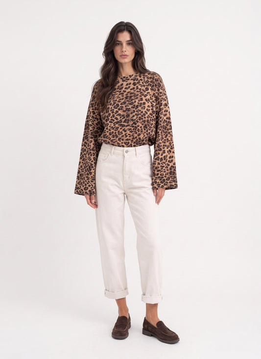 Animalier-Shirt mit Glockenärmeln - fw260042 - TENSIONE IN