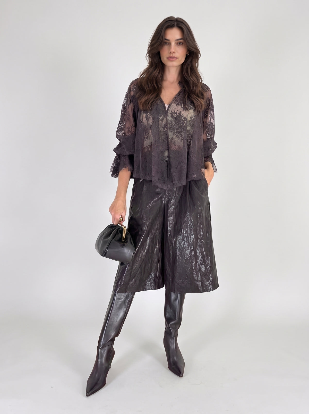 Blusa in pizzo - 80b-c693fw26nt  - MOTEL