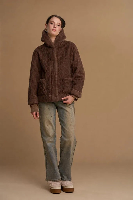 Short faux fur with textured finish - 263ns202 - NOSECRETS