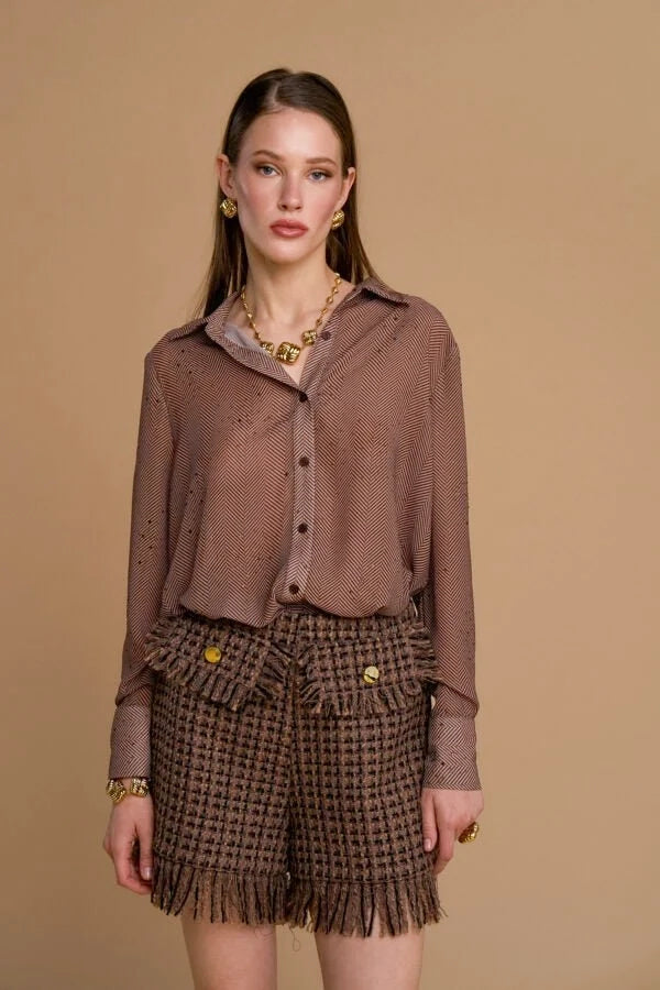 Camisa con estampado de espiga y diamantes - 262ns137 - NOSECRETS