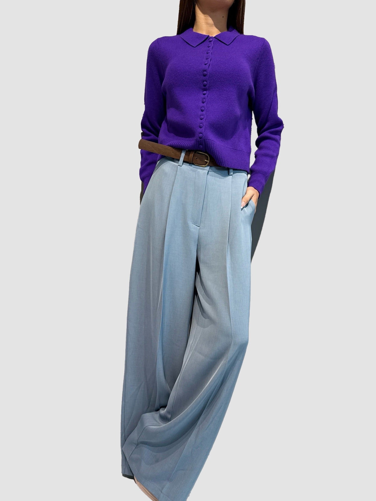Pantalone a palazzo con pences in tessuto fluido - ai26-4020camp - TENSIONE IN