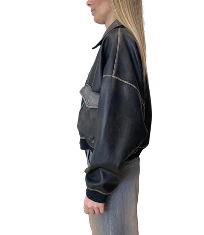 Oversized-Jacke aus Kunstleder mit großen Taschen – i26l-6008 – MOTEL