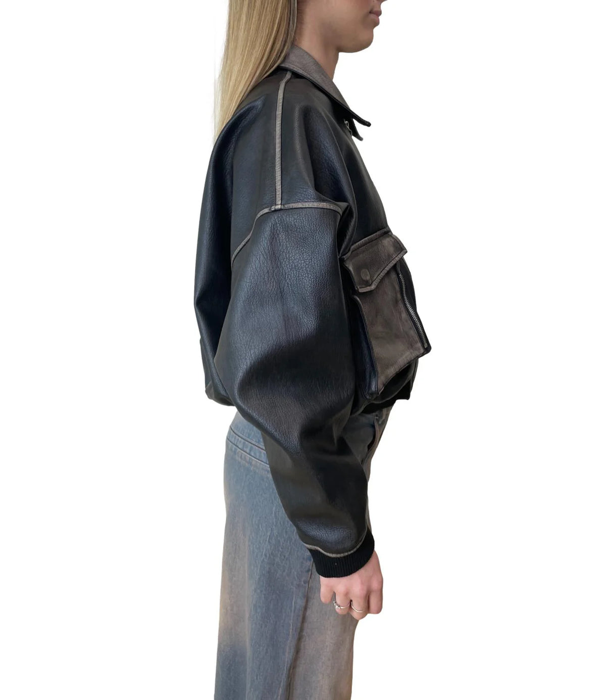 Oversized-Jacke aus Kunstleder mit großen Taschen – i26l-6008 – MOTEL