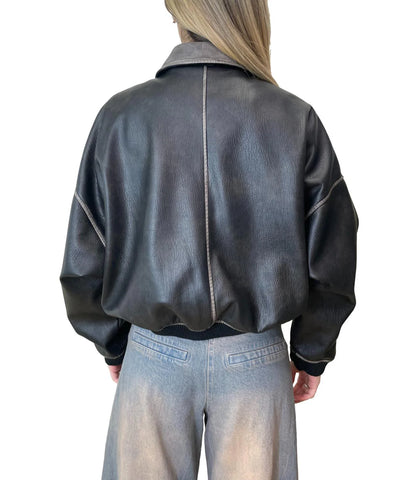 Oversized-Jacke aus Kunstleder mit großen Taschen – i26l-6008 – MOTEL