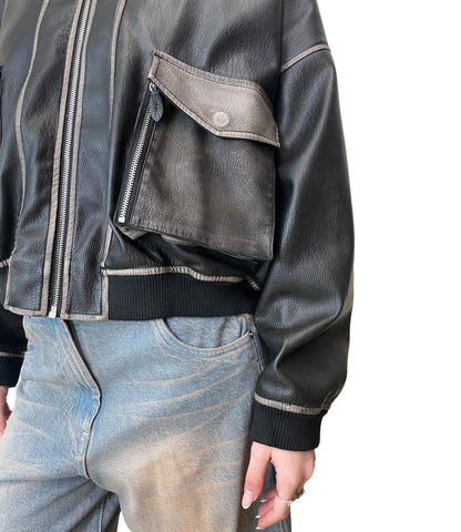 Oversized-Jacke aus Kunstleder mit großen Taschen – i26l-6008 – MOTEL